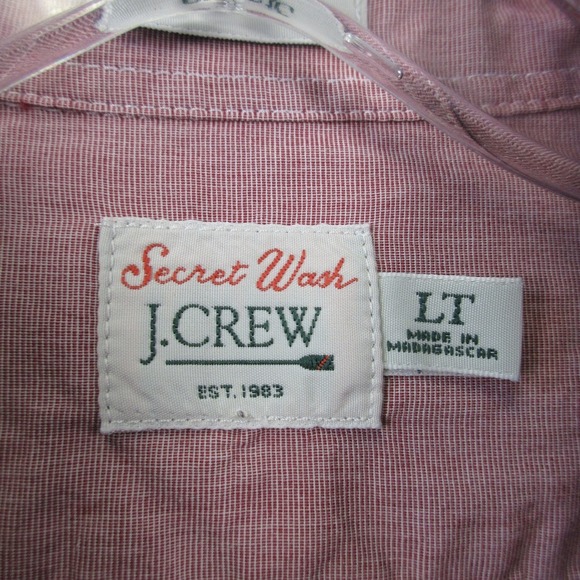 J. Crew Secret Wash Classic Button Down Shirt Men L T Red Pinstripe LS 240 - Picture 3 of 13